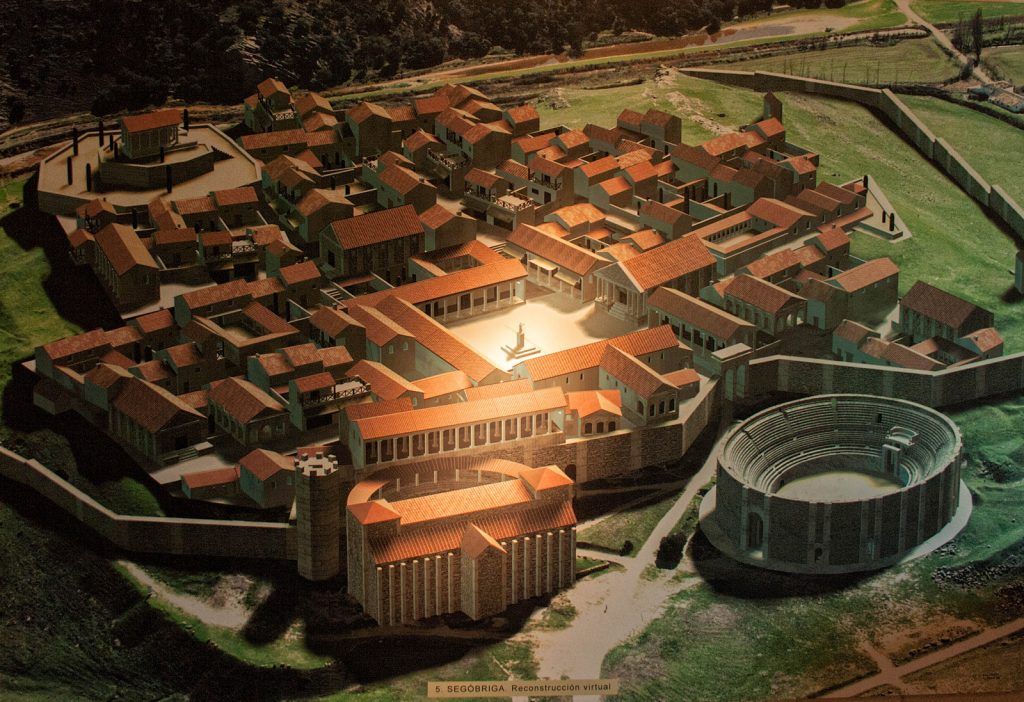 Recreación de la antigua ciudad romana parque arqueológico de Segóbriga